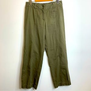 J Jill Cotton Wide Leg Army Green Pants